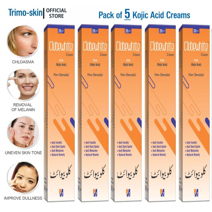 Pack of 5 - Clobewate Kojic Acid Cream for All Skin Types - Moisturizing Skincare Solution with the Power of Kojic Acid - Exclusive Combo Offer
