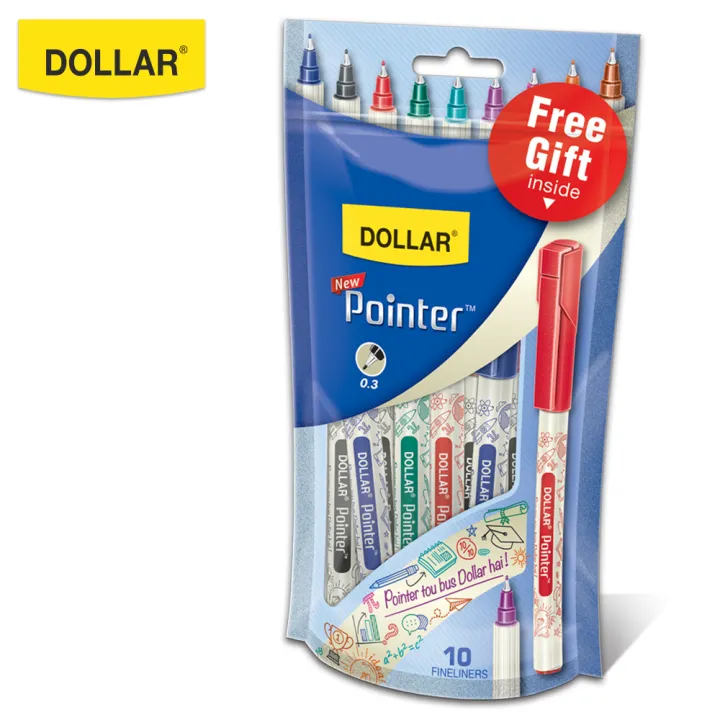 Dollar%20Pointer%20wow%200.3mm%20(Pack%20of%2010)%20Assorted%20Colors%20Pouch%20Pack%20-%20Dollar%20Fineliner%20Pen%20-%20Pointer%20pen%20-%20Dollar%20Pens%20-%20Pointers%20-%20Image%202