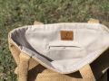 Golden Tote Bag - Cat Embroidery  Hand Made Women's Bag for Laptop & Books with large capacity   Shoulder Bag , laptop bag, University bag , Female handbag , Shopping bag with pocket inside and Front side  Special for college ,university & office. 