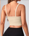 YOGA BASIC RIBBED KNIT CROP SPORTS CAMI TOP. 