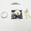 Drawer lock with brass keys. 