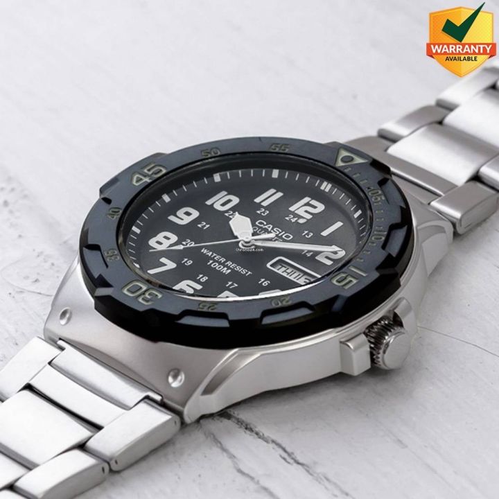 Original Casio - MRW-200HD-1BVDF - Stainless Steel Watch for Men - Black & Silver