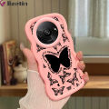 Jizetin for Redmi A3 A3x Back Cover Black Butterfly Macaron Bright Color Wavy Shape Soft Mobile Phone Cases. 