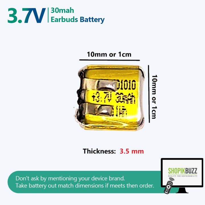 Non Replacement 30mah 3.7v Battery for Bluetooth handsfree 341313 401010 400909 TWS Bluetooth Ear Buds Earpod 30 mah 3.7v Tiny Battery  |   Circuit Town