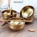 Bowl set 304 stainless steel golden bowl thickened double-layer insulation kitchen cooking tableware tableware golden chopsticks golden spoon. 