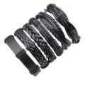 Pickpunk Hand Decoration Multiple Layers Of Calder Skin Cord Wax Weaving Diy Combined Bracelet Pu. 