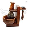Men's Shaving Set,4 in 1 Synthetic Hair Shaving Brush With Solid Wood Handle Shaving Bowl And Shaving Stand Kit Perfect for Men Gift. 