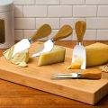 Set Of 4- Cheese Knives with Bamboo Wood Handle- Stainless Steel Cheese Spreader Cutter Knives -  Cheese Slicer and Butter Cutter-  Cheese Knife Set for Cheese serving.. 