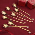 XStainless Steel Spoon Golden Coffee Stir Spoon Creative Long Handle Ice Spoon Mug Gift Spoon Gift Set. 