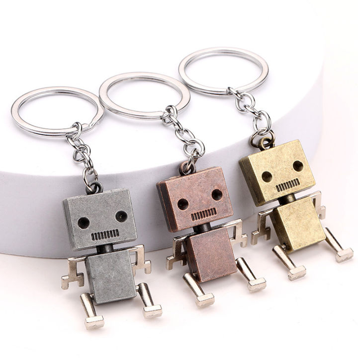 Creative Movable Robot Keychain Cartoon Pendant Keyring Bag Hanging Accessories Qoddess
