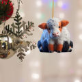 Cow Pendant 8cm Christmas Tree Car Backpack Ornament Cartoon Yellow. 