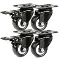 2.5 inch Swivel Caster Wheels,Rubber Base with Brake & Top Plate & Bearing Heavy Duty, Total Capacity 600lbs (Pack of 4). 