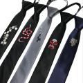 Men's embroidered tie JK zipper lazy easy to pull Korean version of the wedding personality mark logo narrow tie 5CM. 