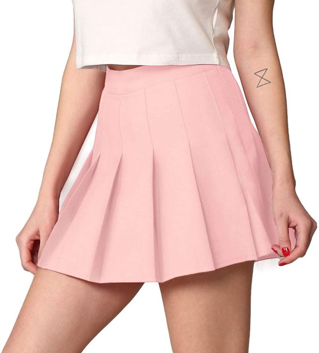 Skirts%20Store%20Women's%20High%20Waisted%20Casual%20Dress,%20School%20Uniforms%20Solid%20Pleated%20Short%20Skirt%20-%20Skirt%20For%20Women%20-%20Night%20Skirt%20For%20Women%20-%20Pink%20Skirt%20-%20Image%207
