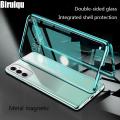Biruiqu For Samsung Galaxy A14 5G Magnetic Absorption Case Metal Frame Shockproof Double Sided Tempered Glass Magnetic Case Cover. 
