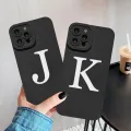 Initial Letter A Z Fashion Phone Case For iPhone 14 13 12 11 Pro Max 7 8 Plus SE2 X XS XR Luxury White Plain Letter Soft Covers. 