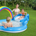 Bestway 53092 Water Slide Play Center Kids Inflatable Rainbow N Shine Pool Paly_center Amusement Park Equipment Perfect For Kids Detachable Slide With A Cushioned Landing Area  Built-in Water_ Sprayer Adds A Splash Of Fun To Played Time Release Pool_Water. 