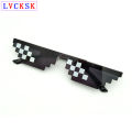 Mosaic Pixel Sunglasses Women Men Black Party Club Bar Spectacles Anime Cartoon Happy Funny toy Trick Toy Thug Life Glasses L3. 
