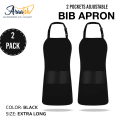 Bib Apron, Adjustable without Pocket , Water and Oil Resistant, Cooking Kitchen Chef Apron for Women Men Pack of 2. 