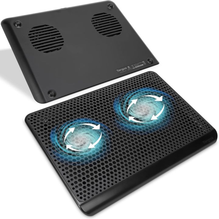 Targus 16 inch Dual Fan Lap Chill Mat - Soft Neoprene Laptop Cooling Pad, Heat Protection Laptop Cooler, Dual-fan Heat Dispersion, USB-A Connection Laptop Fan, (AWE61US)