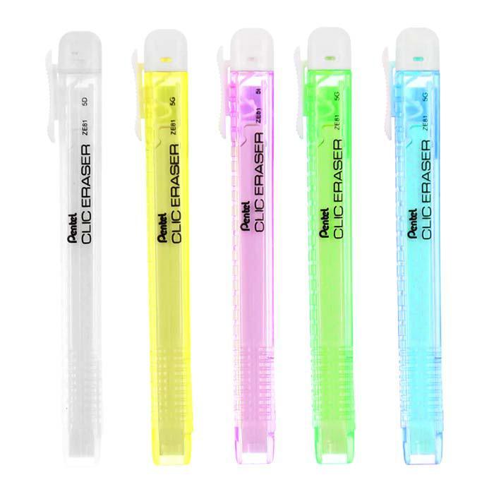 Pentel ZE81 Retractable Click Eraser Lovely creative utility cutter shape Slim Pushing Eraser tombow mono zero Best for Sketch Pencil Novelty Item For Kids Gift