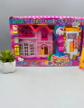 Mini Doll House Set For Girls Lovely Pink Doll House For Girls - Pink Color Dollhouse Furniture Set. 