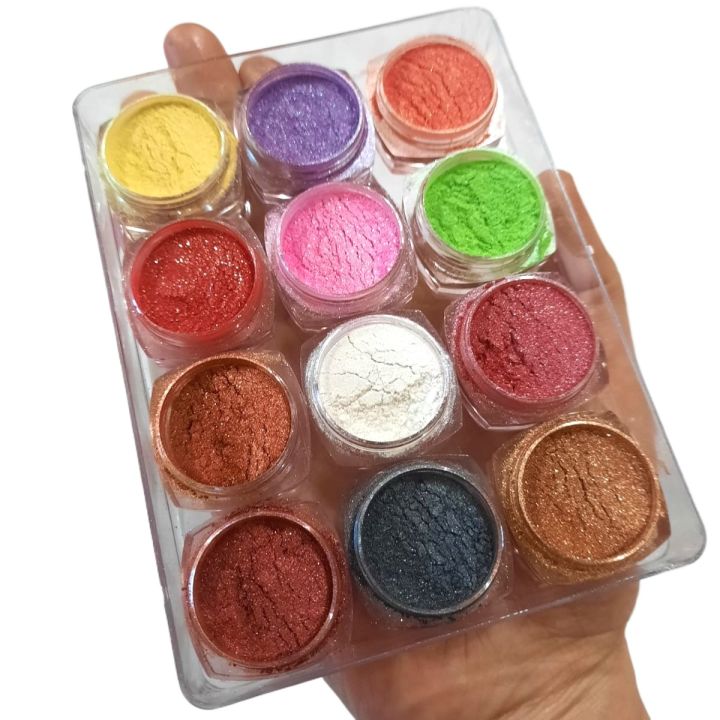 12 PCS PEARL GLITTER MICA POWDER FOR EYESHADOW SHIMMER DUST MICA POWDER FOR ART & CRAFT PARTY MAKE UP DUSTY LOOSE SHINY GLITTERS FOR EYES & NAILS