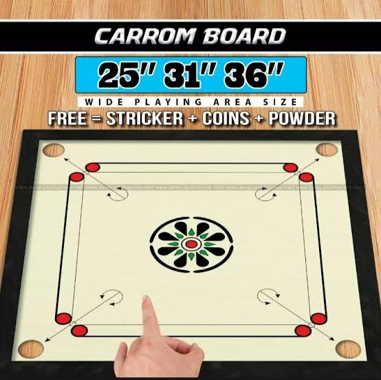 25' & 31' and 36' inch Wooden Carrom Board Game With Striker and Coins Set