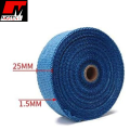 Bend wrap 3 Meter Heat Wrap for Silencer Motorcycle, Cars Black Exhaust Pipe Heat Insulation Anti-heat Cloth Universal Motorbike Scooter Motor Exhaust Pipe, Glass Fiber Particle Cloth Hot Insulation Wrap Roll - Blue. 