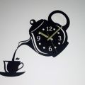 coffee cup and kettle design wall clock, clock for kitchen, stylish clock for kitchen, kitchen clock, wooden clock for kitchen. 