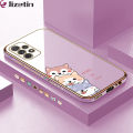 Jizetin (Free Lanyard) for Samsung A72 / A72 5G Back Cover Cute Dogs Luxury 6D Plating Case Side Pattern Soft Silicone Square Phone Cases. 
