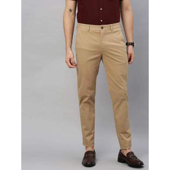 cotton world-men-s-pants-men-s-cotton-lycra-Beige Color-slim-fit-pants