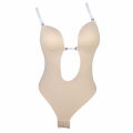 Women Seamless Backless Underwear Dress Push Up Bodysuit Clear Strap Body Shaper. 