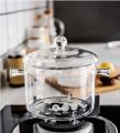 Glass Pot, Clear Glass Soup Pot, Home Cooking, Lid Included, Handle, Microwave, Open Fire, Heat Resistant, Stewing Pot. 