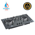 Indus 3 Burner Glass Hob With Imported Burners And Auto Ignition HG-7233B - Black. 
