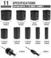 11 Pcs Hole Saw Kit With Carrying Case - Drill Bit Kit Set - High Quality. 