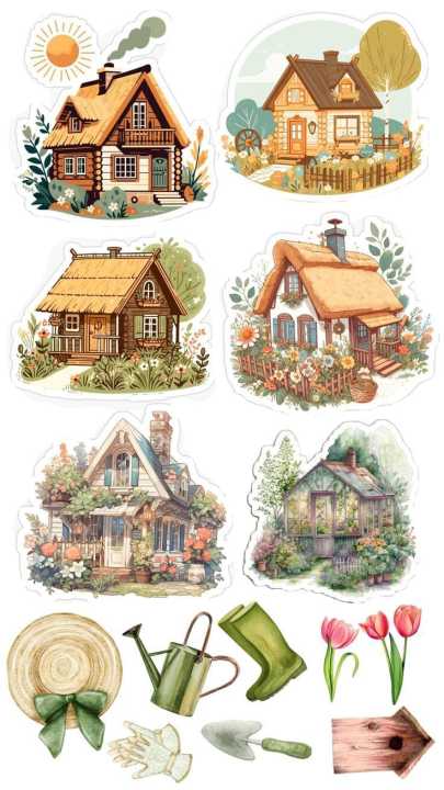 Rustic Cottagecore & Cozy Garden Life PVC Sticker Sheet – (Uncut A6 ...
