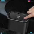 Car Trash Bin Hanging Vehicle Garbage Dust Case Storage Box Black Abs Square Pressing Type Trash Can Auto Interior Accessories. 