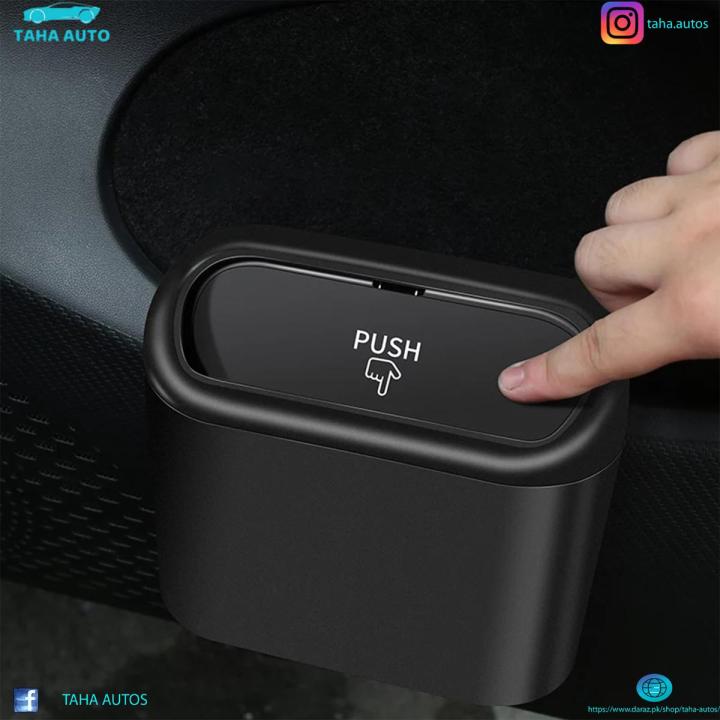 Car Trash Bin Hanging Vehicle Garbage Dust Case Storage Box Black Abs Square Pressing Type Trash Can Auto Interior Accessories