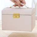 Two Layer Jewelry Organizer Box for Women – PU Leather Large Storage Case with Lock – Classic Style – All Season. 