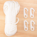 50 Feet x 1/4inch Flag Pole Halyard Rope with 4 Pieces Flag Pole Hook Clips,Outdoor Flagpole Accessories Compatible. 
