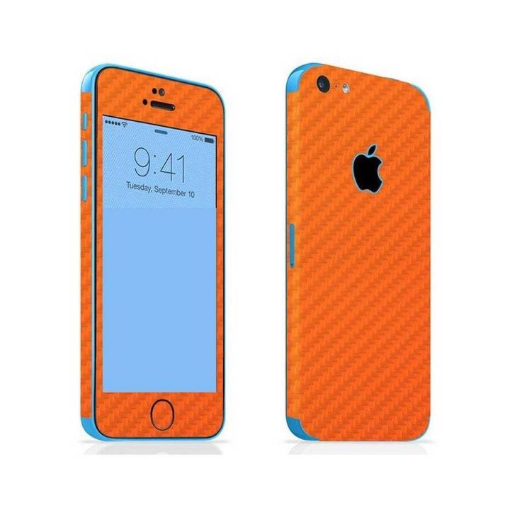 Iphone 5C Orange Carbon Fiber Texture Mobile Skin