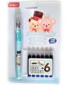 Teddy Bear Cartridge Fountain Pen with 6 ink Cartridges. 