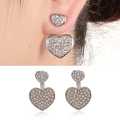 Double heart zirconia earrings - latest design - trendy earrings. 