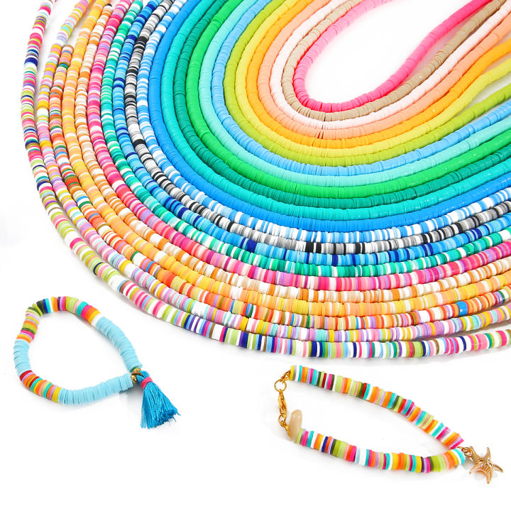 300Pcs Flat Round Handmade Polymer Clay Chip Loose Spacer