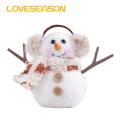 Christmas Snowman Doll Christmas Snowman Ornament with Knitted Scarf Plush Earmuff Warm Lighting Festive Xmas Desktop Decoration Gift Holiday Snowman Doll. 