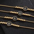 【beauty code】Stainless steel Gold Personality custom Letter Bracelet for Steel ball Chain Women letter Jewelry Gifts. 