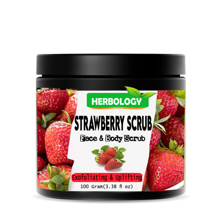 Herbology Strawberry Scrub For Body & Face Scrub Skin Brightening, Exfoliating Suitable for All Type Skin suitable for both Men & Women
