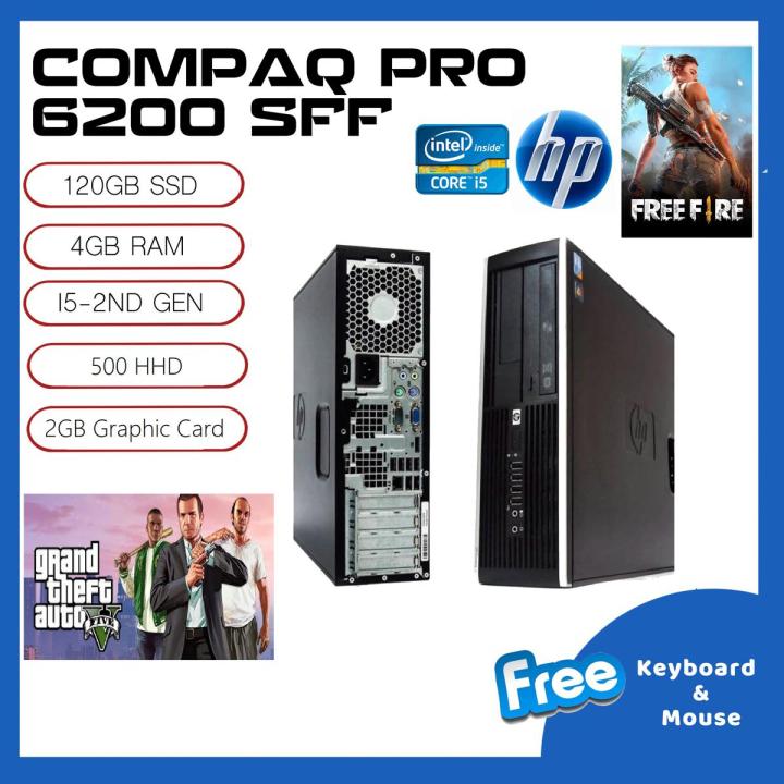 gaming pc computer compaq 6200 pro Intel Core i5 2nd generation, Ram 4GB, HDD 500 GB, 120 SSD, - Windows 10 Professional free Keyboard Mouse  - 2GB Graphic card - GTA 5 & PUBG or Call Of Duty - FREEFIRE - STEAM ACCOUNT Games Installed