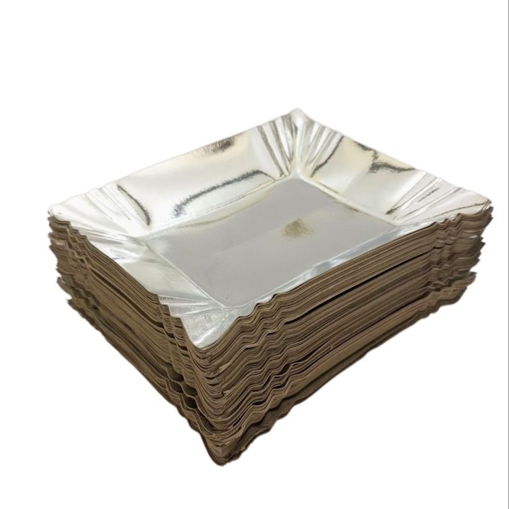 Paper Plates rectangular Foil coated | Disposable Paper Plates / Trays | Large Medium And Small sizes